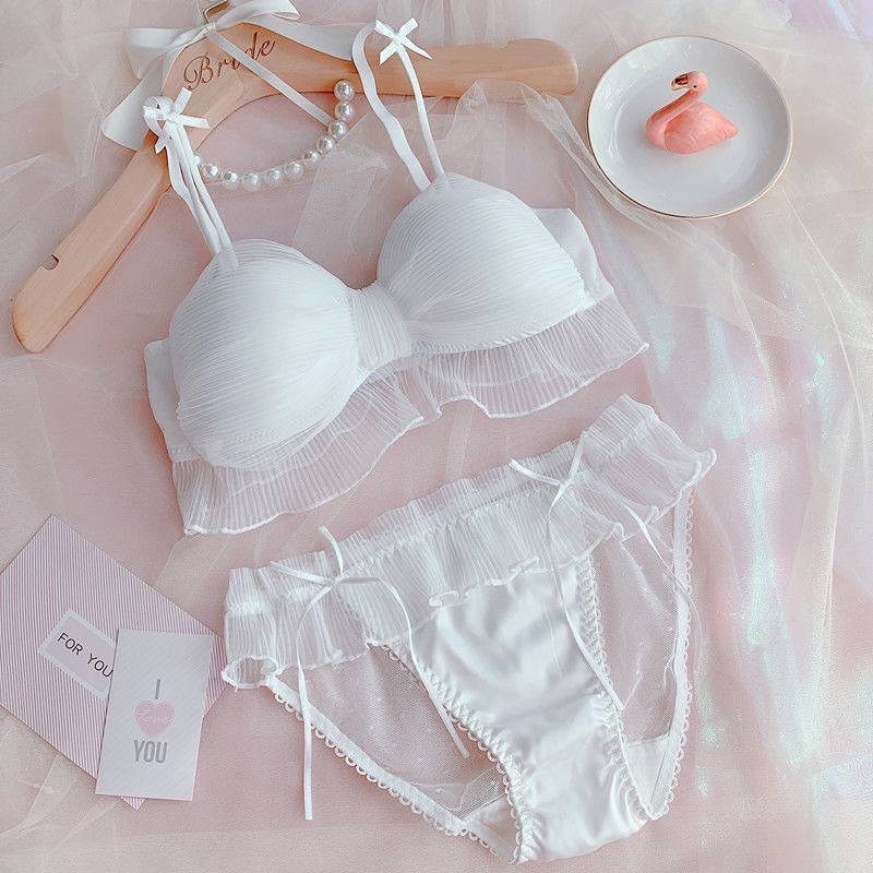 Cute Bow Lace Padded Push-up Bra set