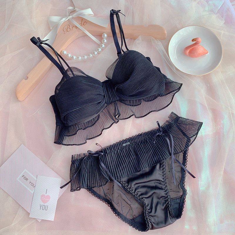 Cute Stylish Bow Style Padded Soft Adjustable Straps Back Closure Bra set