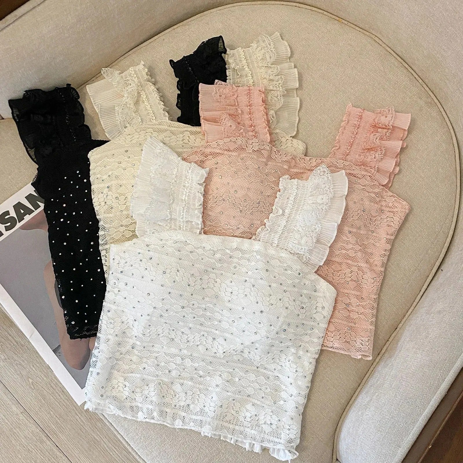 Short Lace Trim Vest Women's Inner Wear Slim Fit Design Camisole